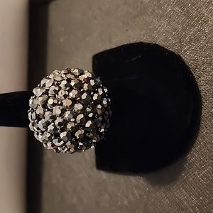 Black ⚫️ Rhinestone Dome Ring Stretch Band